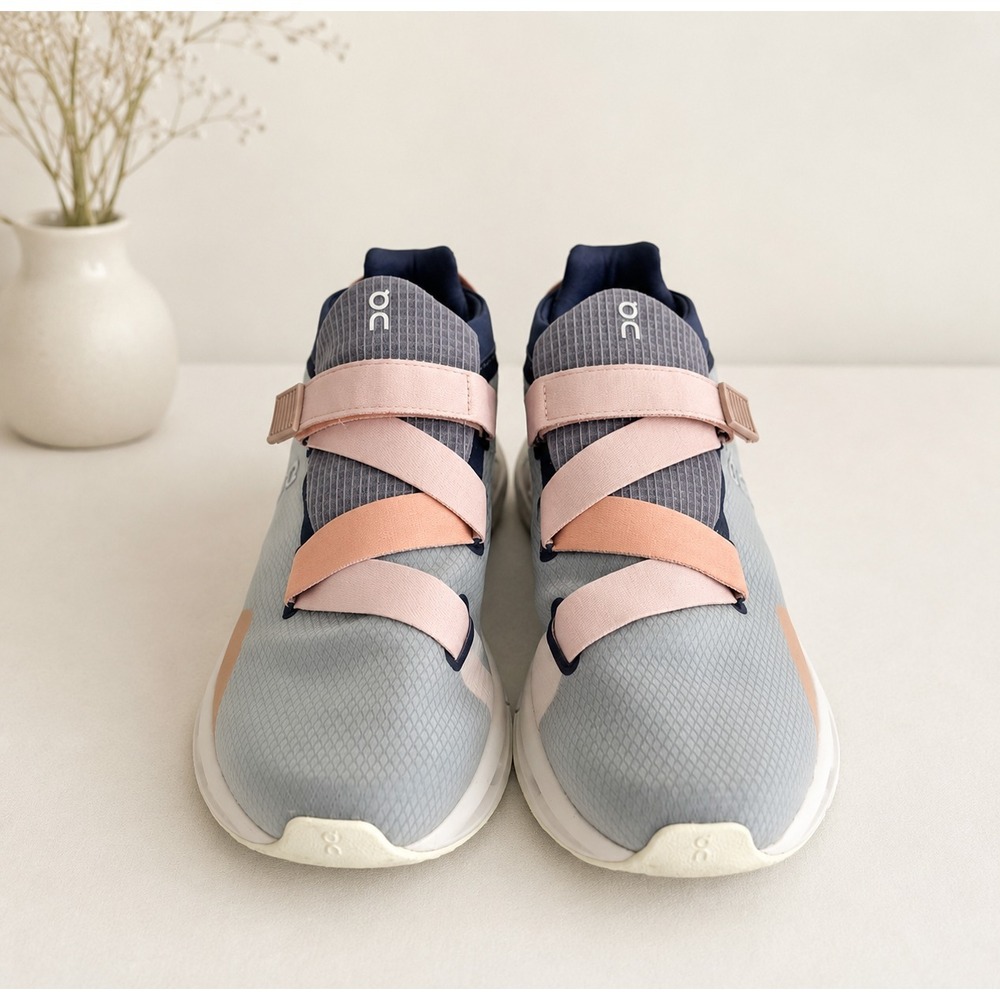 On Cloud Running Shoes Women's Cloudnova Wrap Quicksilver Flam, Gray Pink 9.5